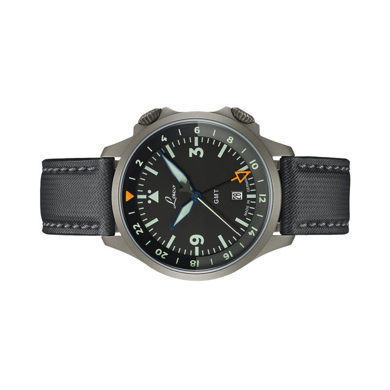 Laco Frankfurt Swiss Automatic GMT Dual-Time Pilot Watch with Double-Dome AR Sapphire Crystal #862120