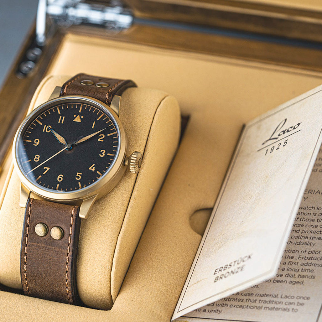 Laco Munster Bronze Type A Dial Swiss Automatic Pilot Watch with