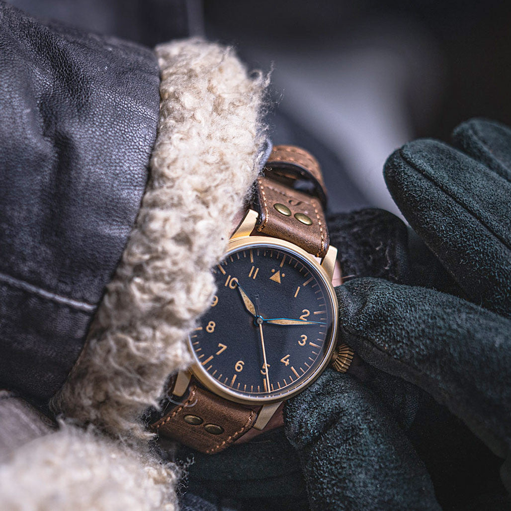 Laco Munster Bronze Type A Dial Swiss Automatic Pilot Watch with