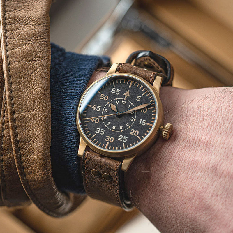 Laco Paderborn Bronze Type B Dial Swiss Automatic Pilot Watch with Sapphire Crystal #862150 wrist