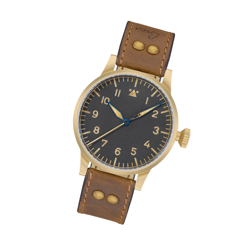 Laco Memmingen Bronze Type A Dial Swiss Mechanical Pilot Watch with Sapphire Crystal #862151 tilt