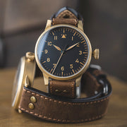 Laco Memmingen Bronze Type A Dial Swiss Mechanical Pilot Watch with Sapphire Crystal #862151 lifestyle