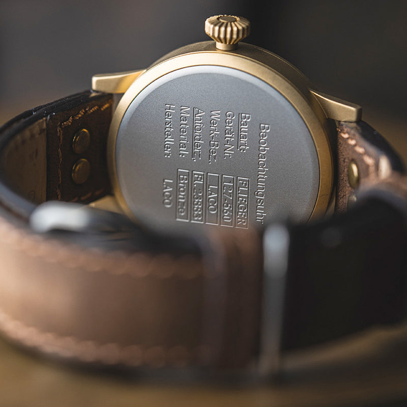 Laco Leipzig Bronze Type B Dial Swiss Mechanical Pilot Watch with Sapphire Crystal #862152 back