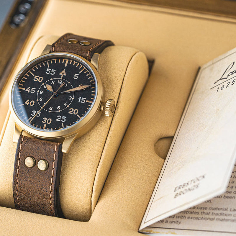 Laco Leipzig Bronze Type B Dial Swiss Mechanical Pilot Watch with Sapphire Crystal #862152 box