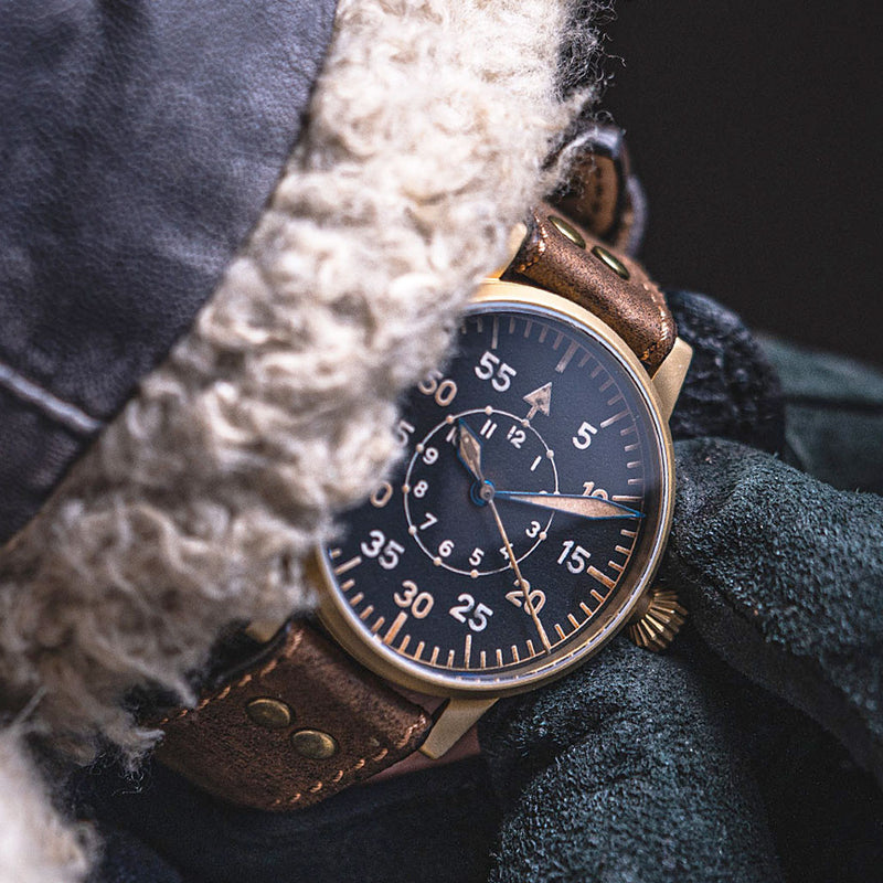 Laco Leipzig Bronze Type B Dial Swiss Mechanical Pilot Watch with Sapphire Crystal #862152 lifestyle