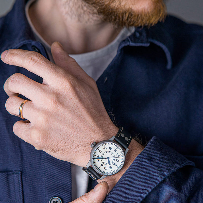 Laco Wien 39 Pilot watch, Swiss Automatic, Type-B Luminous Dial #862154 wrist