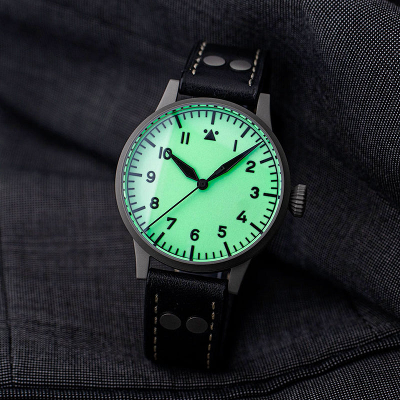Laco Venedig 39 Pilot watch, Swiss Automatic, Type-A Luminous Dial #862155 lume