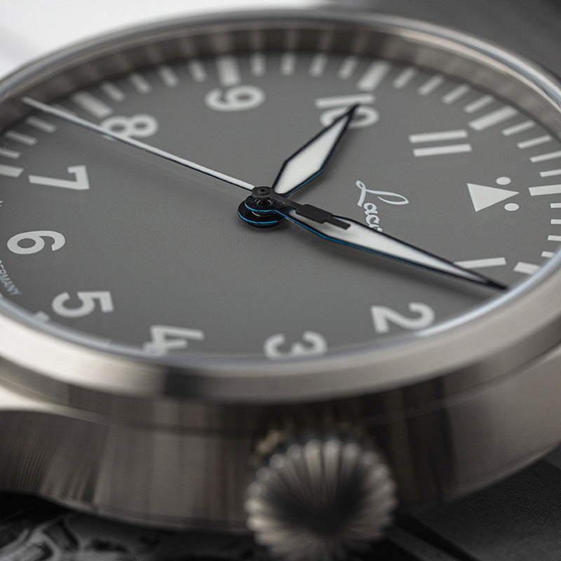 Laco Augsburg Gray 42 Type A Dial Automatic Pilot Watch with Sapphire Crystal #862158 crown