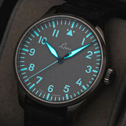 Laco Augsburg Gray 42 Type A Dial Automatic Pilot Watch with Sapphire Crystal #862158 lume