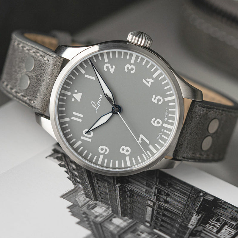 Laco Augsburg Gray 42 Type A Dial Automatic Pilot Watch with Sapphire Crystal #862158 lifestyle