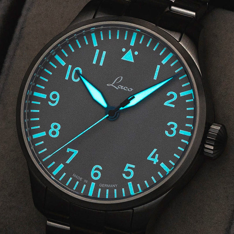 Laco Augsburg Gray 42 Type A Dial Automatic Pilot Watch with Sapphire Crystal #862158.MB lume