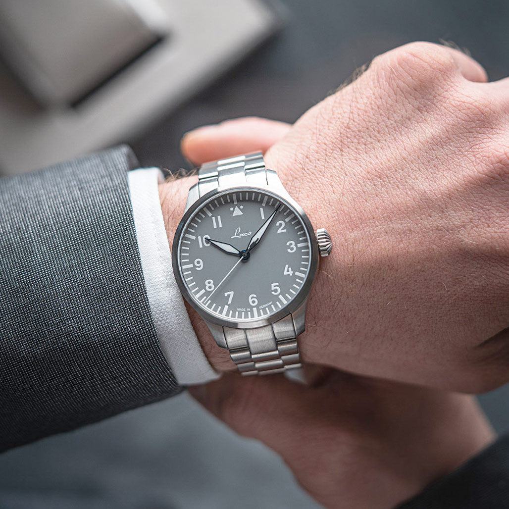Laco Augsburg Gray 42 Type A Dial Automatic Pilot Watch with