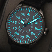 Laco Aachen Gray 42 Type B Dial Automatic Pilot Watch with Sapphire Crystal #862159 lume