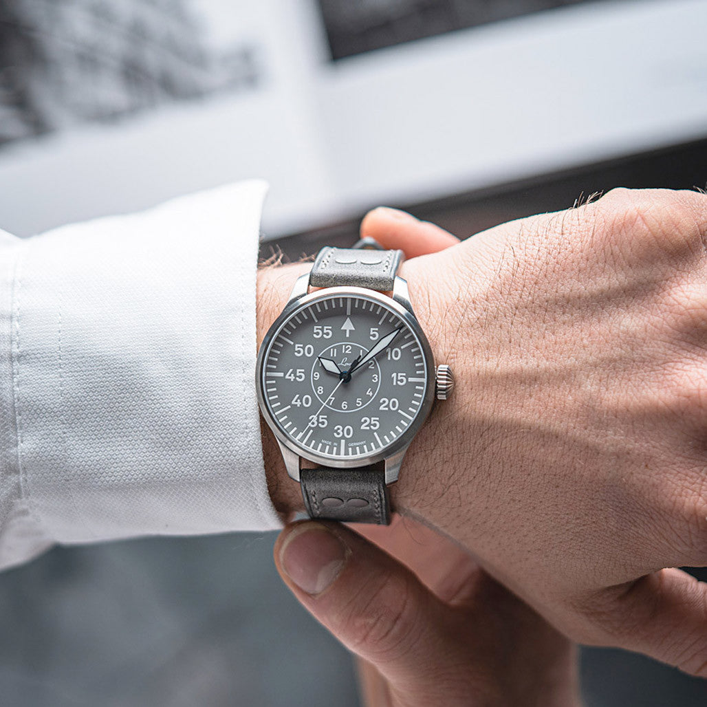 Laco Aachen Gray 42 Type B Dial Automatic Pilot Watch with