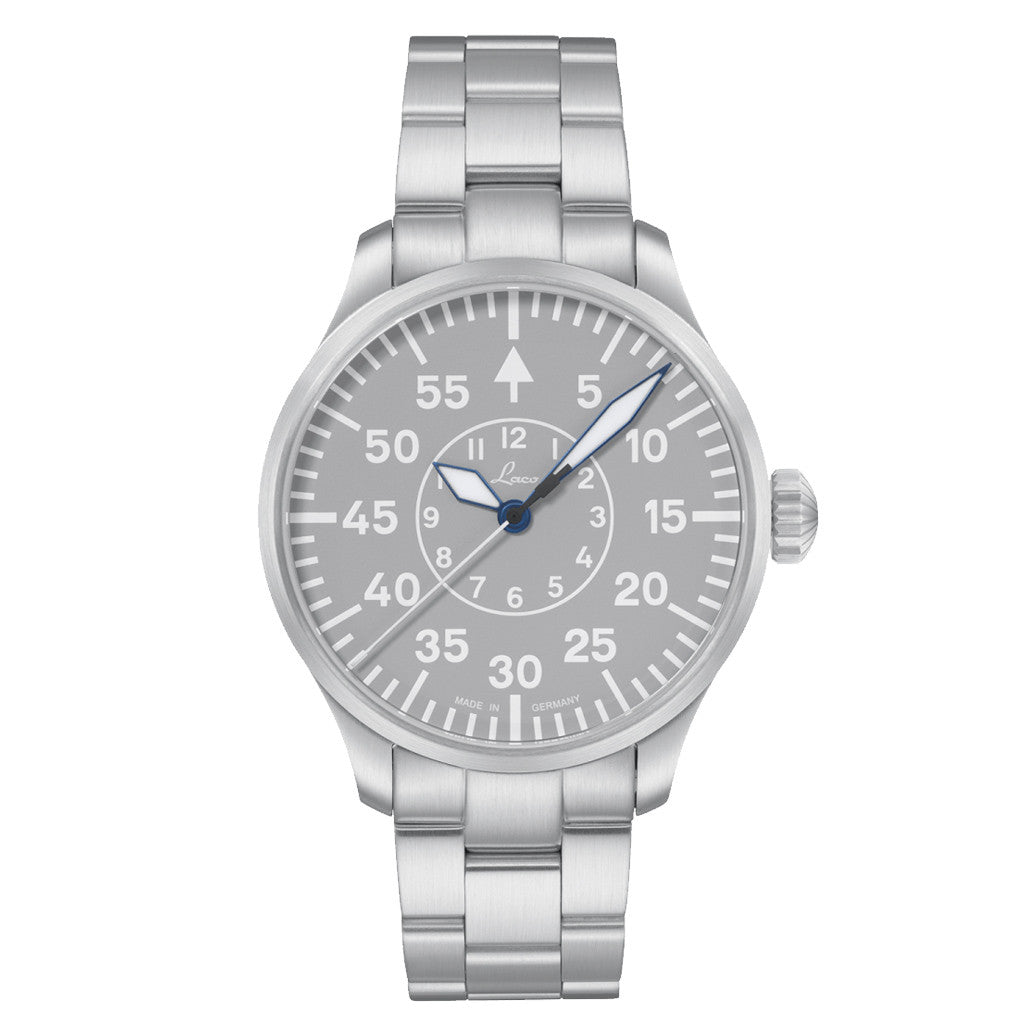 Laco Aachen Gray 42 Type B Dial Automatic Pilot Watch with
