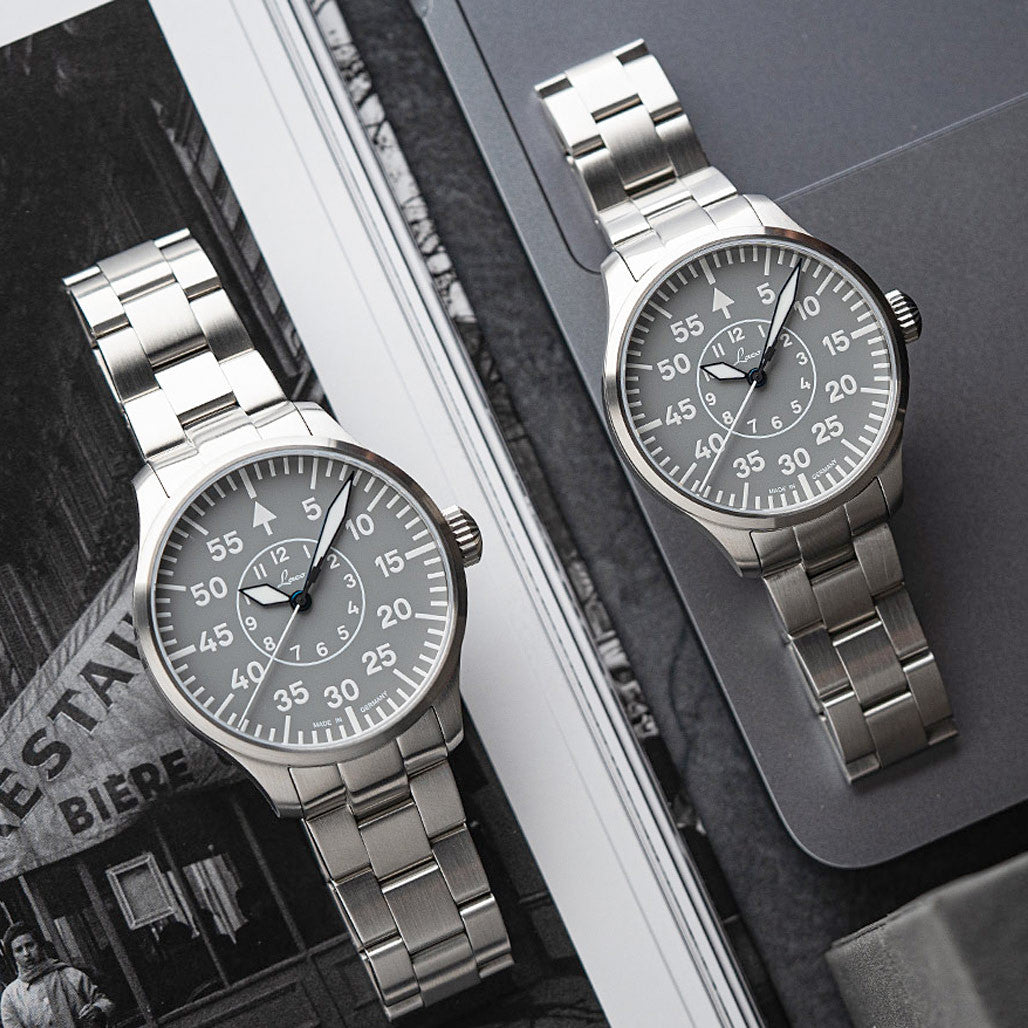 Laco Aachen Gray 42 Type B Dial Automatic Pilot Watch with