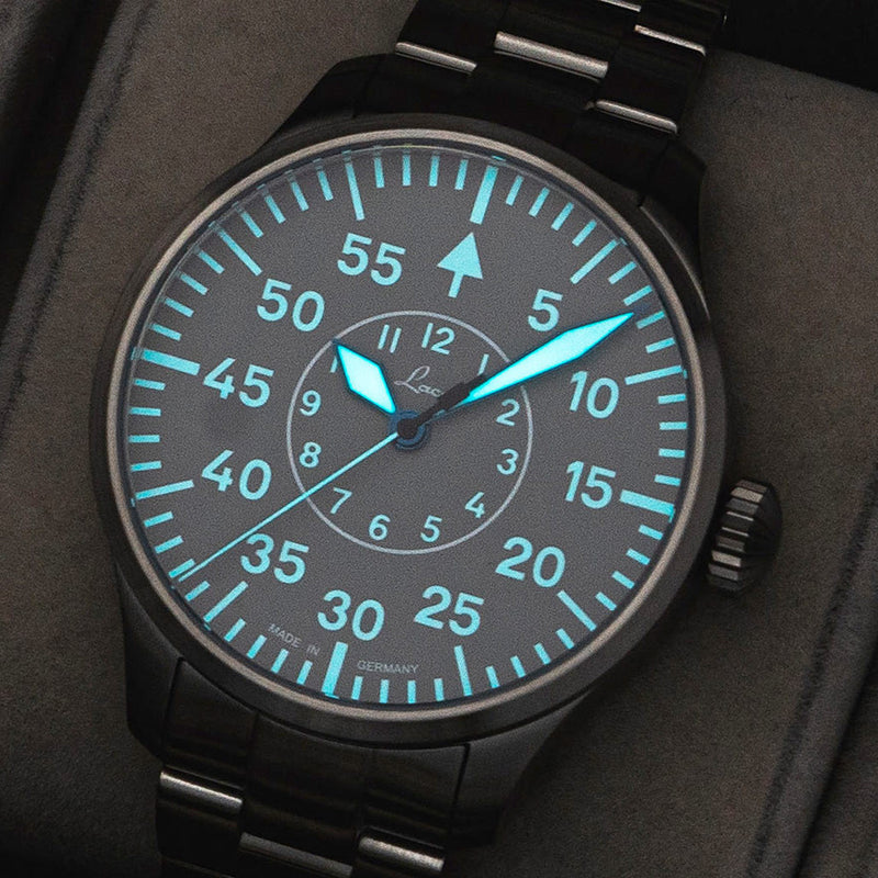 Laco Aachen Gray 42 Type B Dial Automatic Pilot Watch with Sapphire Crystal #862159.MB lume