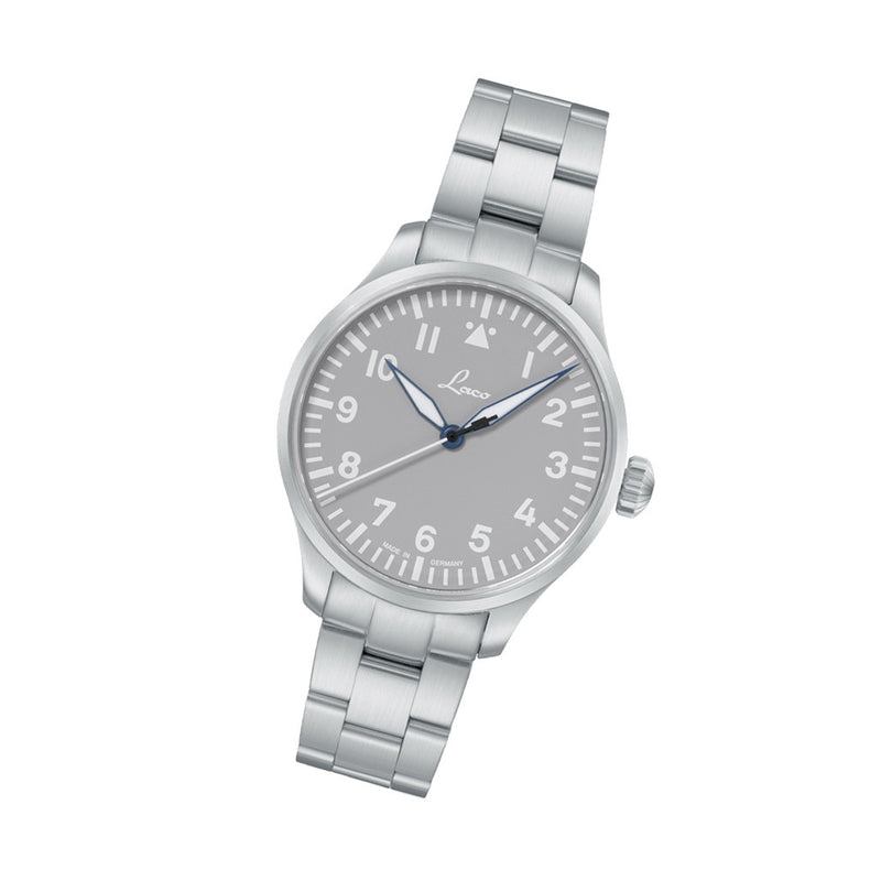 Laco Augsburg Gray 39 Type A Dial Automatic Pilot Watch with Sapphire Crystal #862161.MB tilt