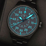 Laco Aachen Gray 39 Type B Dial Automatic Pilot Watch with Sapphire Crystal #862162.MB lume