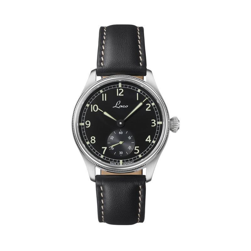 Laco Bremerhaven 39mm Manual Winding Navy Watch with AR Sapphire Crystal #862169