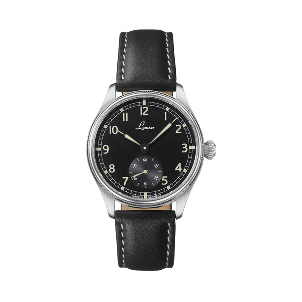 Laco Bremerhaven 39mm Manual Winding Navy Watch with AR Sapphire Crystal #862169