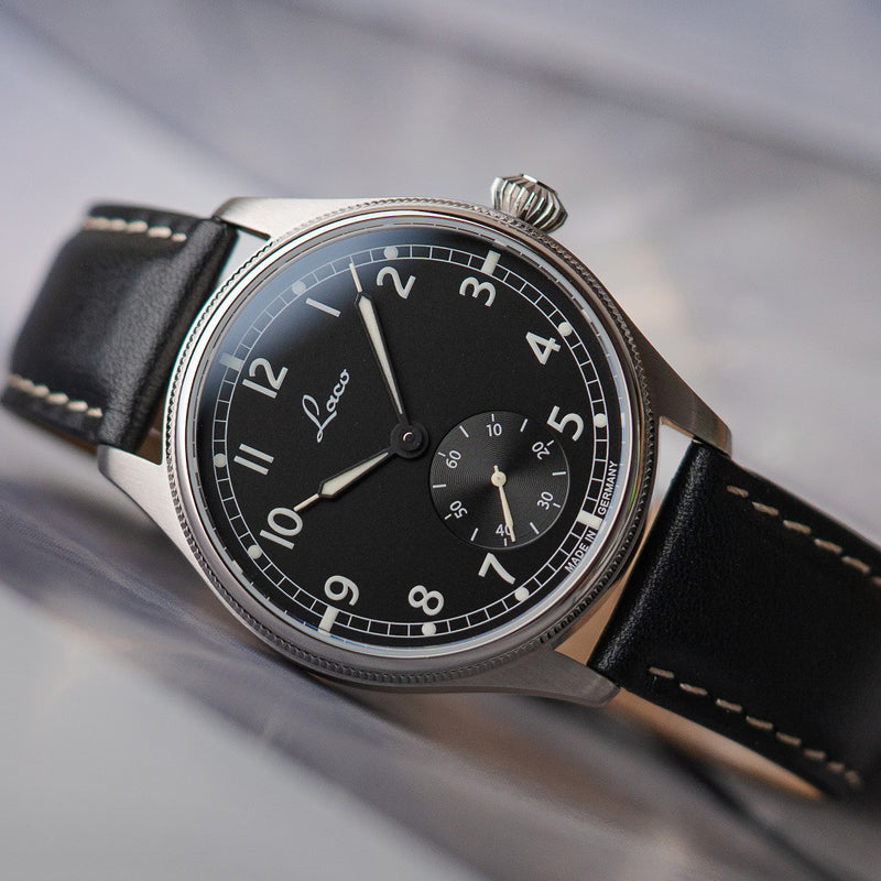 Laco Bremerhaven 39mm Manual Winding Navy Watch with AR Sapphire Crystal #862169