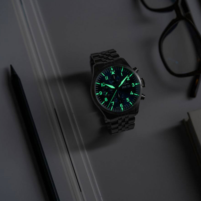 Laco Kiel.2.MB Blau Chronograph 43MM Automatic With Dark Blue Dial #862186.MB