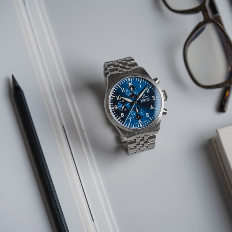 Laco Kiel.2.MB Blau Chronograph 43MM Automatic With Dark Blue Dial #862186.MB