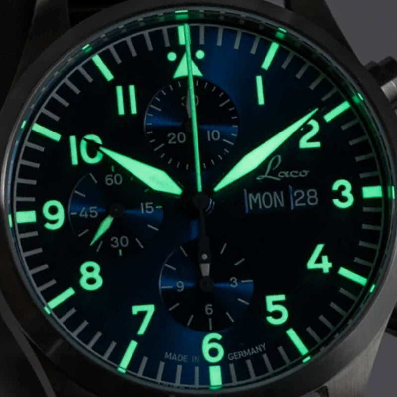 Laco Kiel.2.MB Blau Chronograph 43MM Automatic With Dark Blue Dial #862186.MB