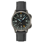 Laco 40mm Frankfurt GMT Automatic Watch with Black Dial and Sapphire Crystal #862187