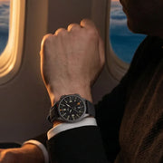 Laco 40mm Frankfurt GMT Automatic Watch with Black Dial and Sapphire Crystal #862187
