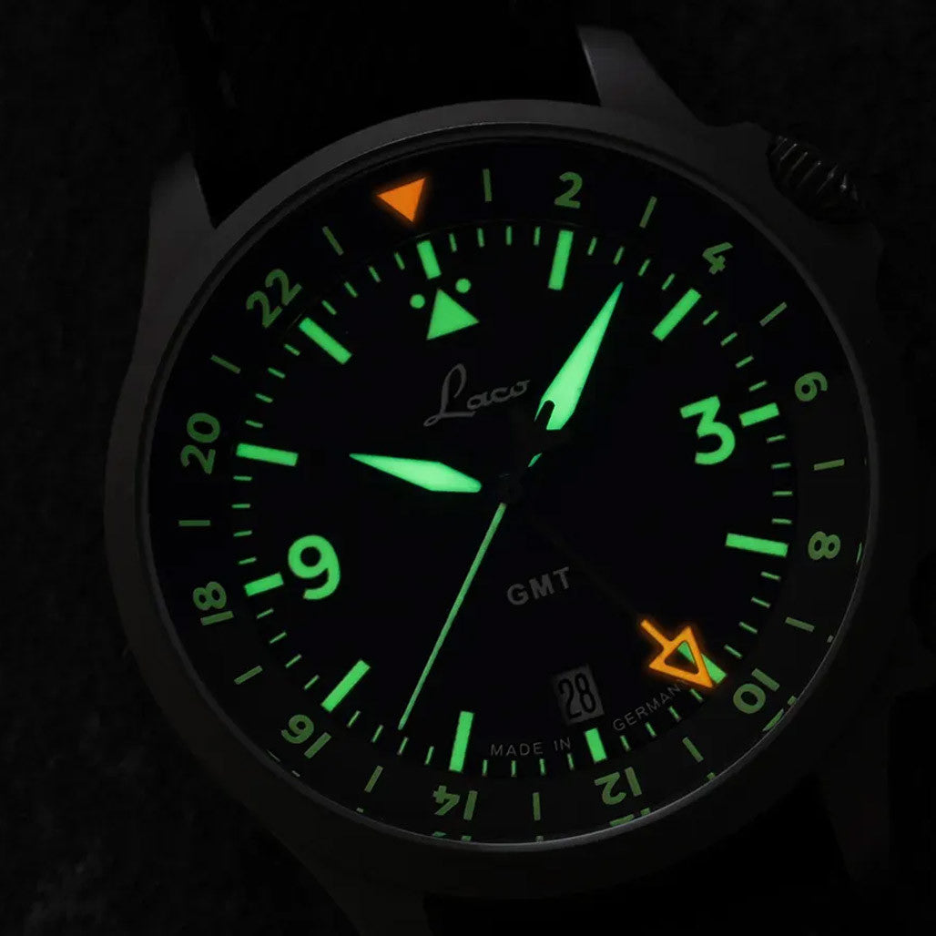 Laco 40mm Frankfurt GMT Automatic Watch with Black Dial and