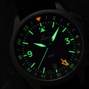 Laco 40mm Frankfurt GMT Automatic Watch with Black Dial and Sapphire Crystal #862187