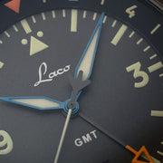 Laco 40mm Frankfurt GMT Automatic Watch with Grey Dial and Sapphire Crystal #862188