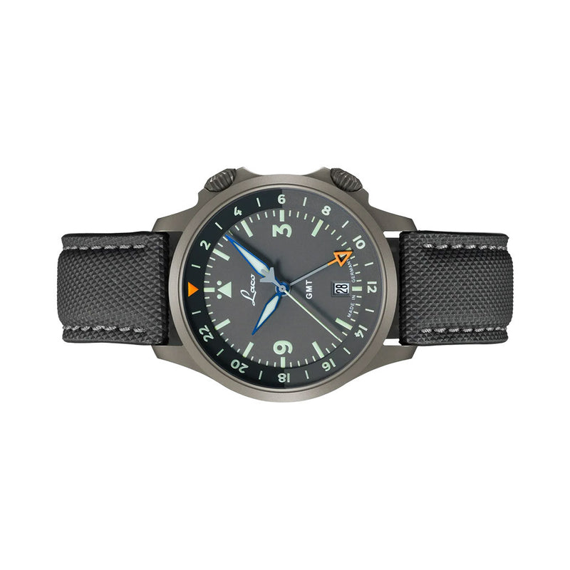 Laco 40mm Frankfurt GMT Automatic Watch with Grey Dial and Sapphire Crystal #862188
