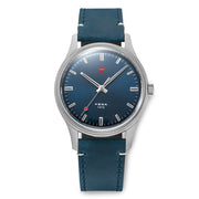 Red Star 3-Hand Dress Watch with Blue Dial and Mechanical Movement #8598-L Zoom