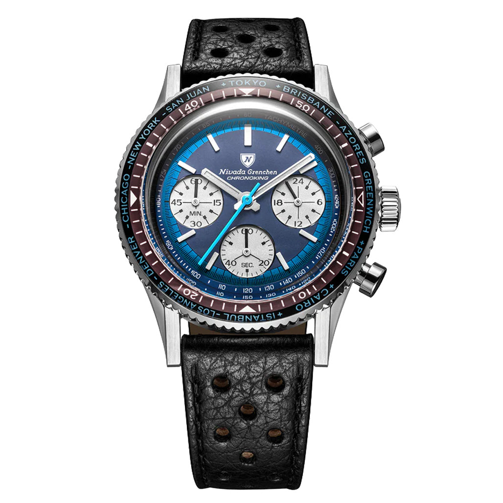 Nivada Grenchen Chronoking Racing Blue Lagoon Chronograph