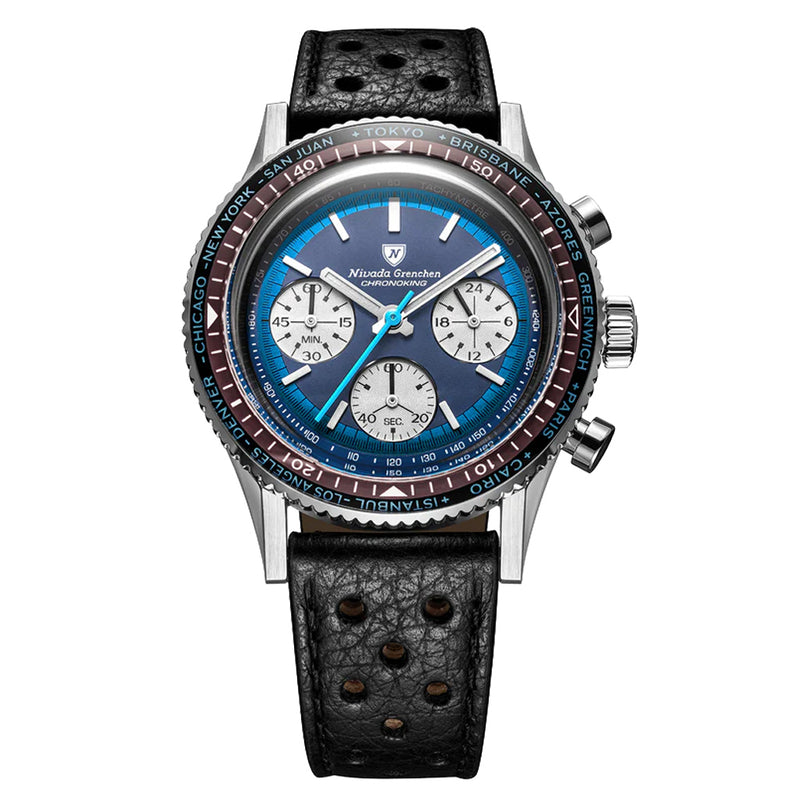 Nivada Grenchen Chronoking Racing Blue Lagoon Chronograph #87054Q10