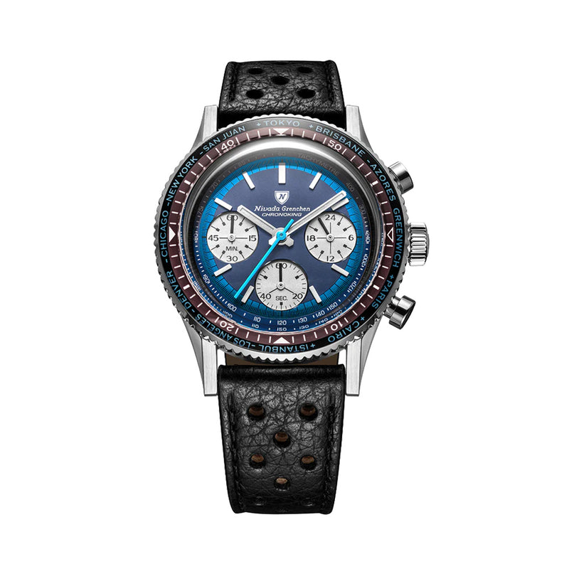Nivada Grenchen Chronoking Racing Blue Lagoon Chronograph #87054Q10