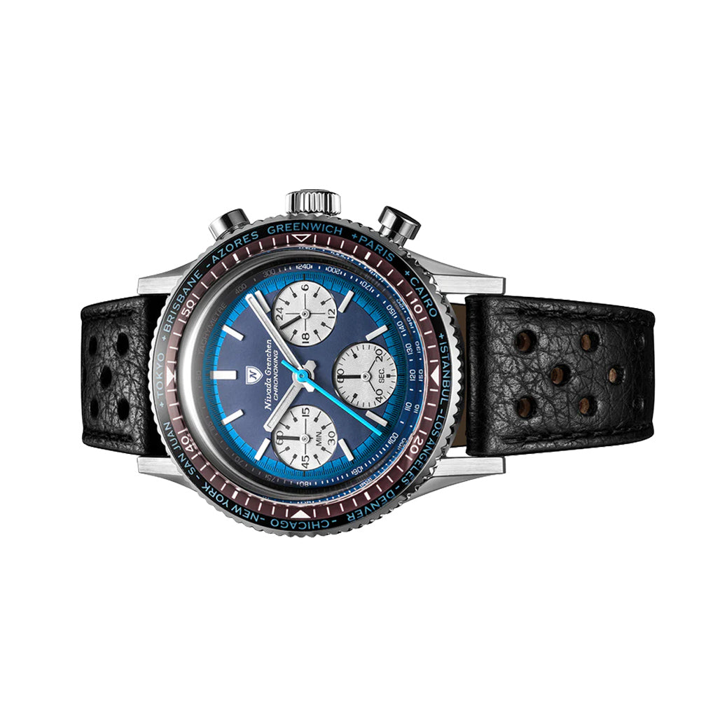 Nivada Grenchen Chronoking Racing Blue Lagoon Chronograph