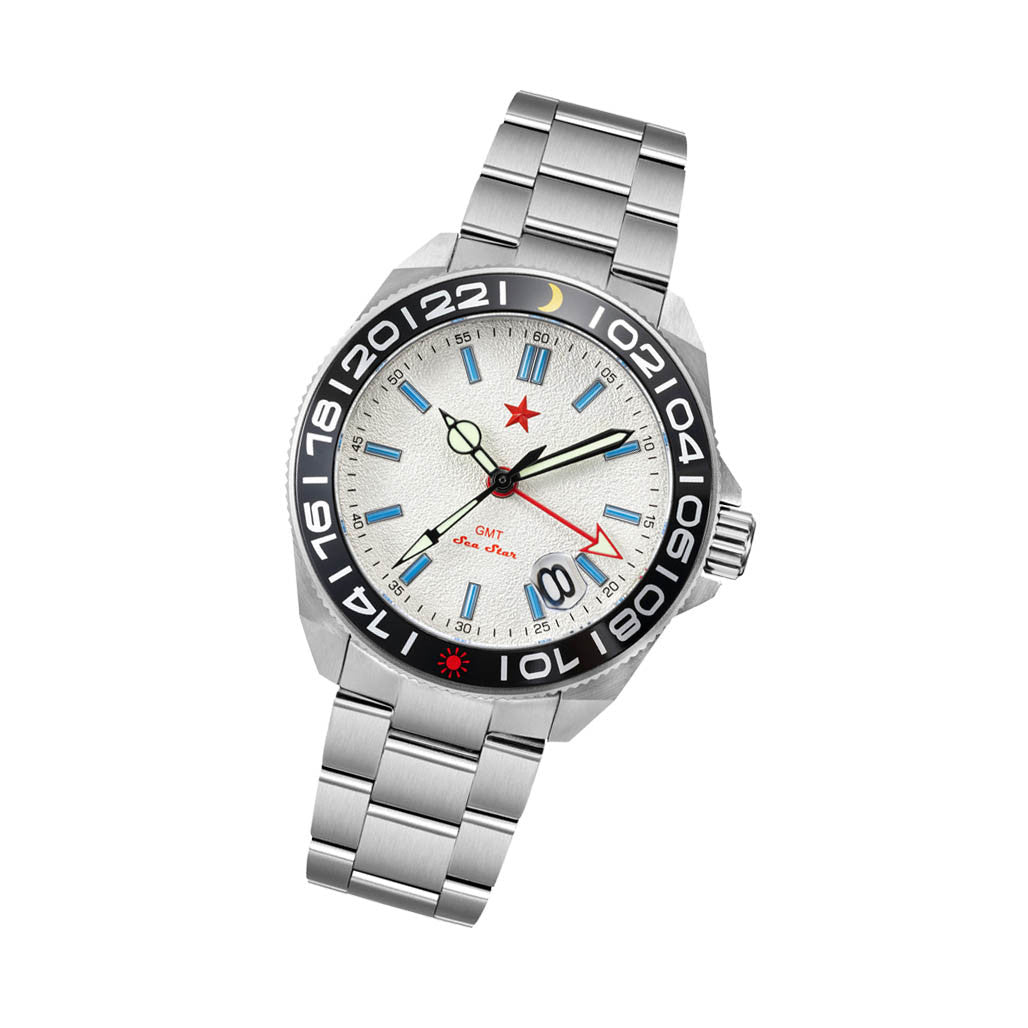 Red Star SEA STAR 4 GMT Watch with Silver Dial and Passive
