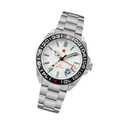 Red Star SEA STAR 4 GMT Watch with Silver Dial and Passive Luminous Tubes #8759G-B