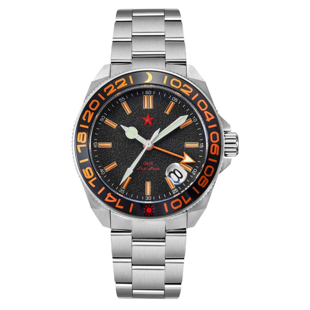 Red Star SEA STAR 4 GMT Watch with Black Dial and Passive Luminous