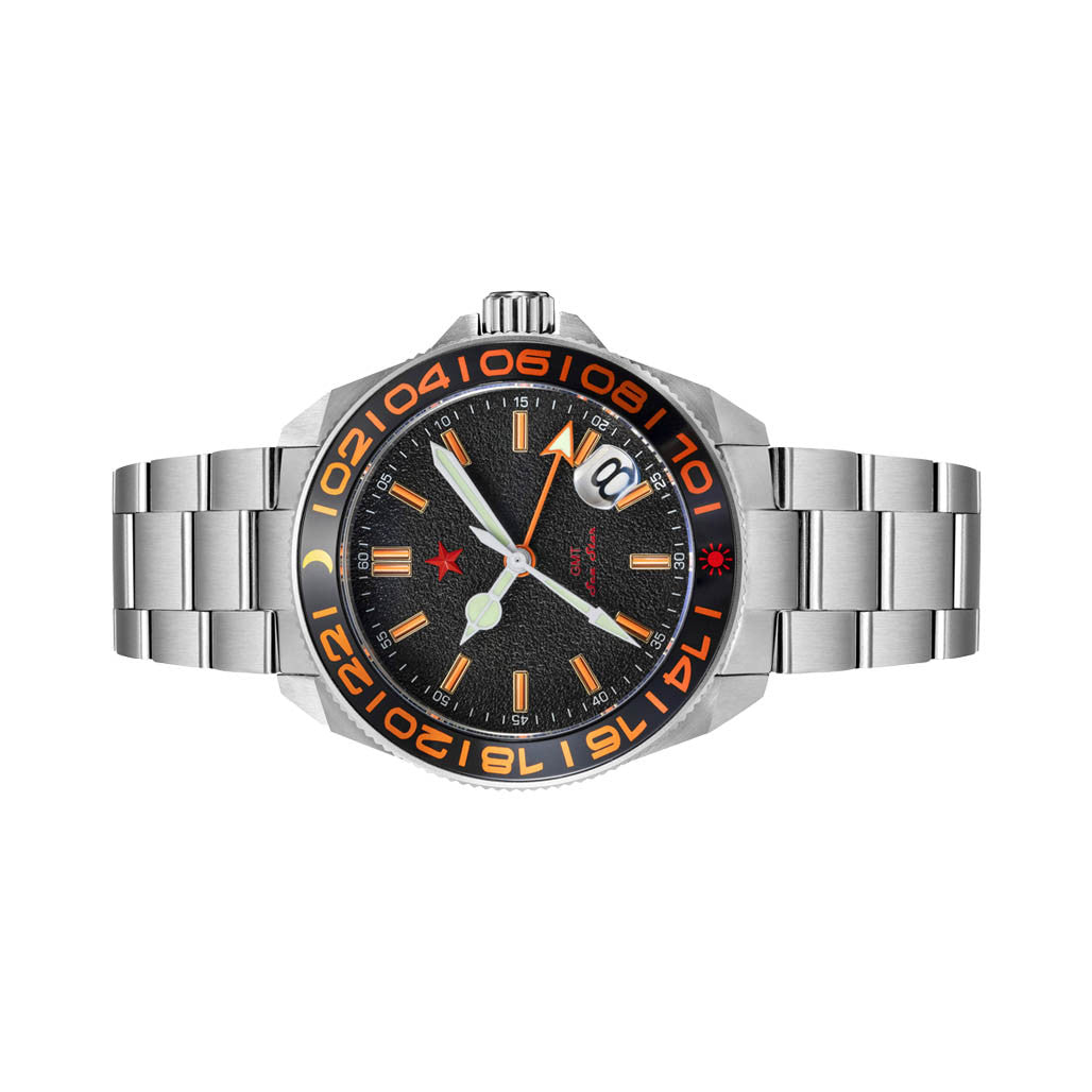 Red Star SEA STAR 4 GMT Watch with Black Dial and Passive Luminous