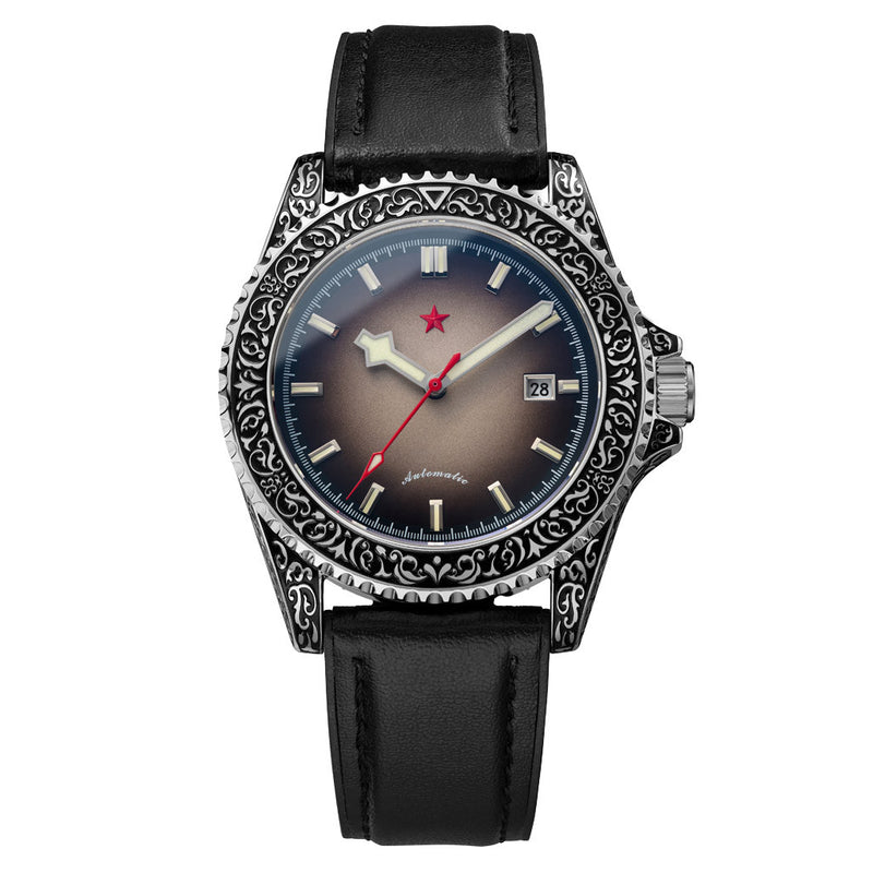 Red Star Artisan Engraved Case Automatic Diver #8912G-A