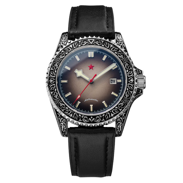 Red Star Artisan Engraved Case Automatic Diver #8912G-A