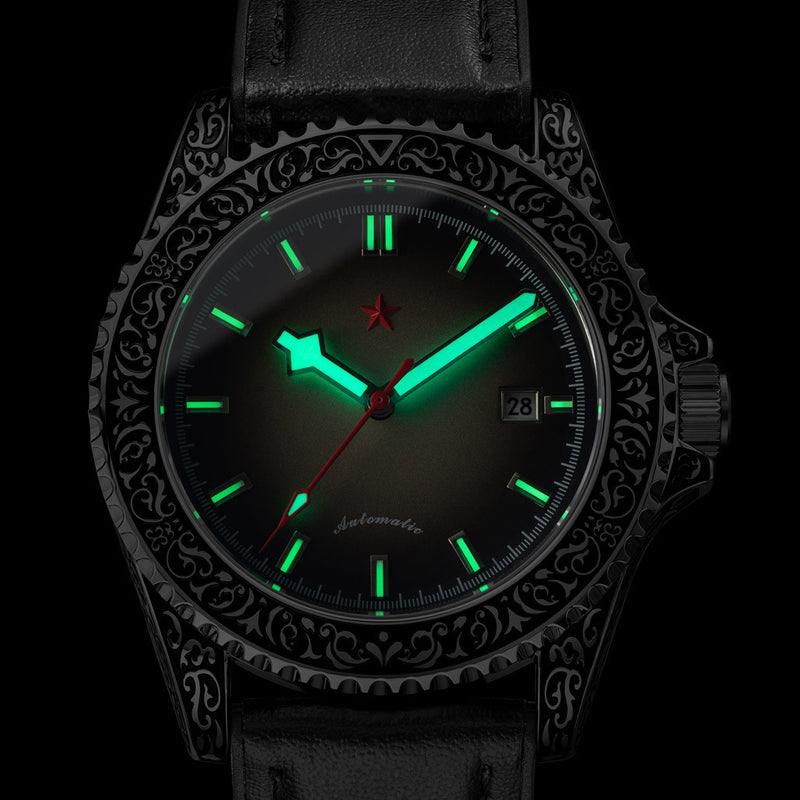Red Star Artisan Engraved Case Automatic Diver #8912G-A