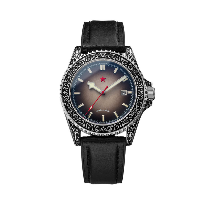 Red Star Artisan Engraved Case Automatic Diver #8912G-A