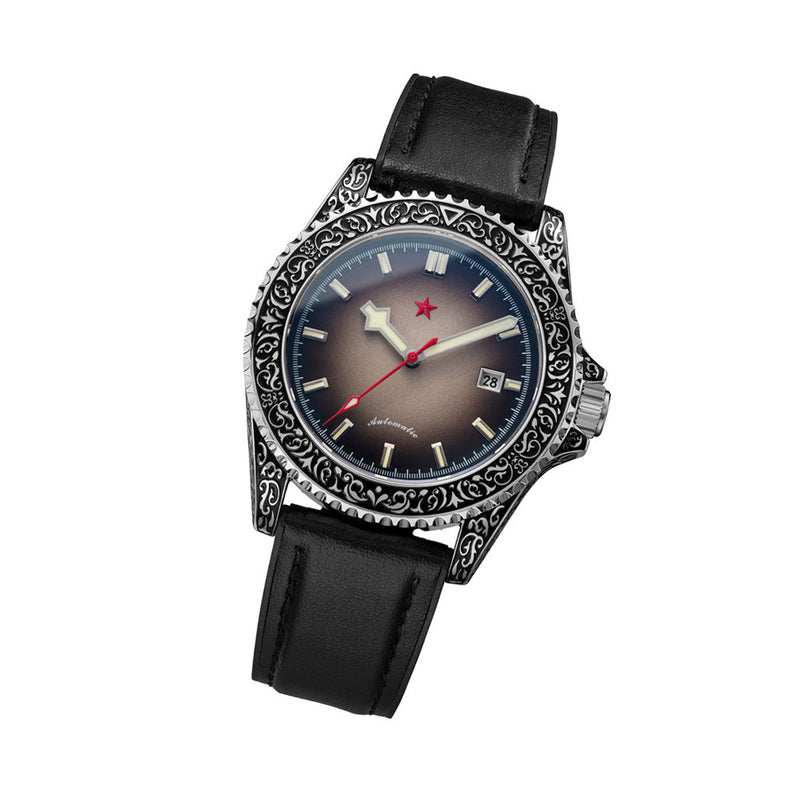 Red Star Artisan Engraved Case Automatic Diver #8912G-A