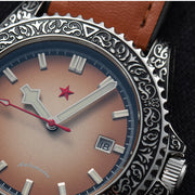 Red Star Artisan Engraved Case Automatic Diver #8912G-B